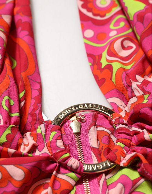 Paisley Silk Halter Tank Top — Red