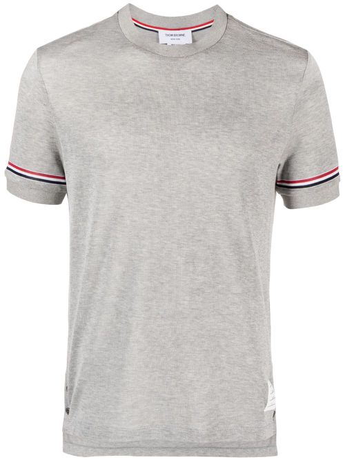Grosgrain-loop short-sleeve T-shirt - Grey