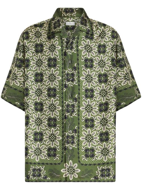 Floral-print silk shirt - Green
