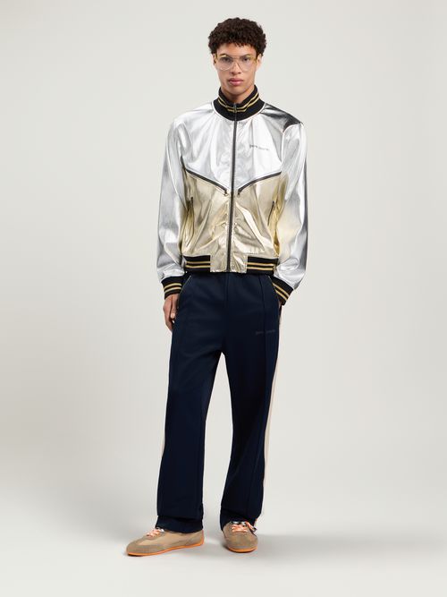 Laminated Coated Track Jacket Man  Silver