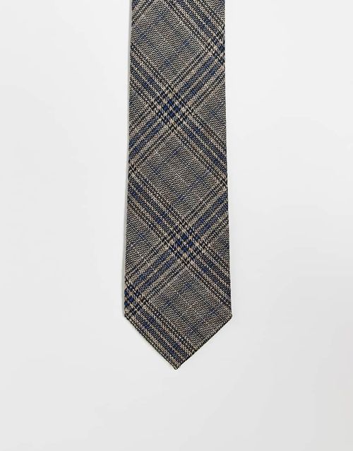Check tie in brown and blue-Multi