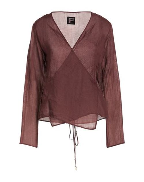 Woman Top Chocolate brown Size L Ramie