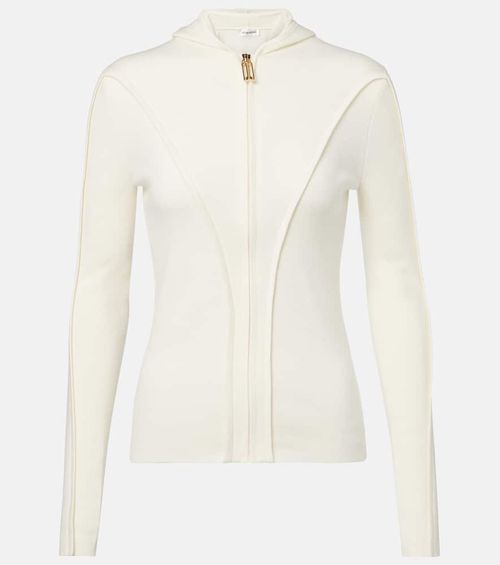 Wool-blend jersey zip-up hoodie