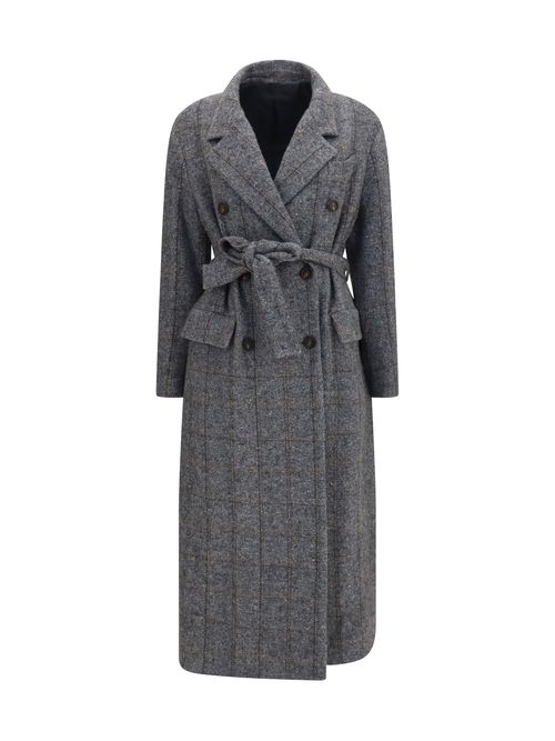 Alpaca-Blend Belted Coat — Gray