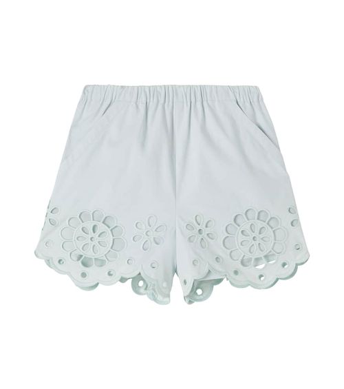 Awaken embroidered scalloped cotton shorts