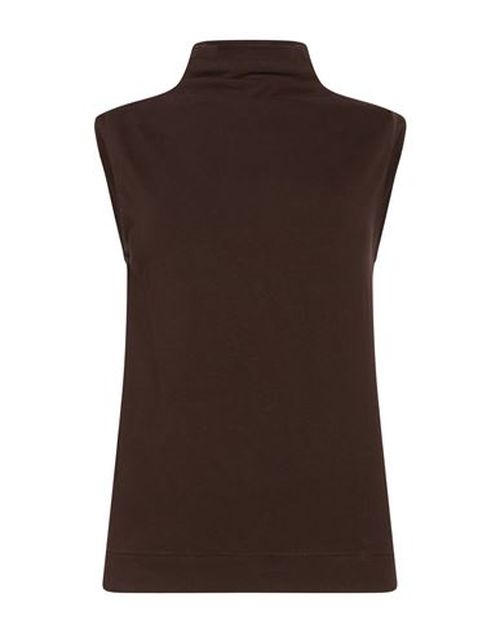 Woman Top Chocolate brown Size M Cotton, Elastane