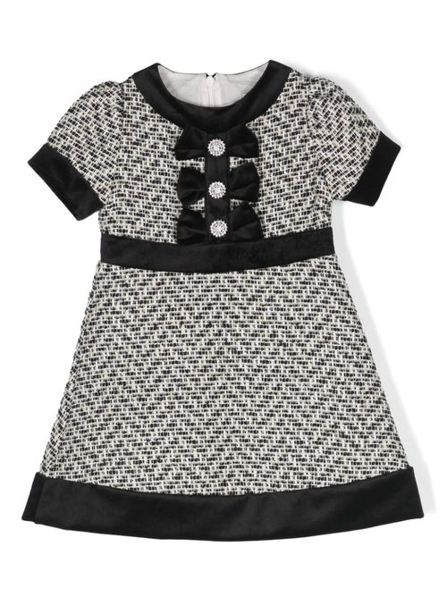 Bow-detail tweed dress - Black