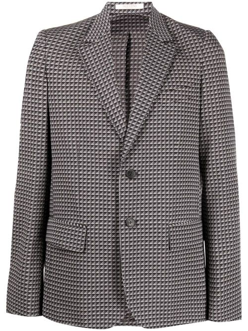Geometric-pattern print blazer - Grey