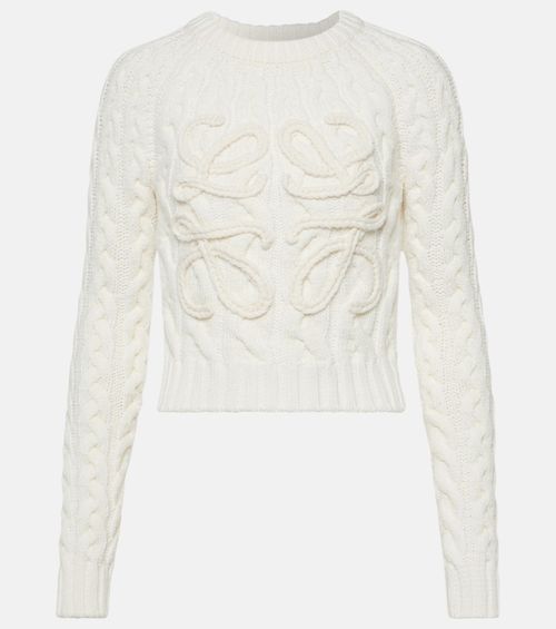 Anagram cable-knit wool-blend sweater