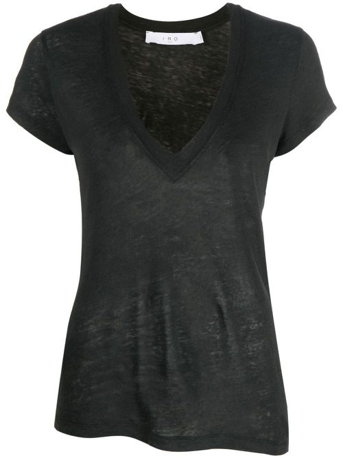 V-neck short-sleeve T-shirt - Black