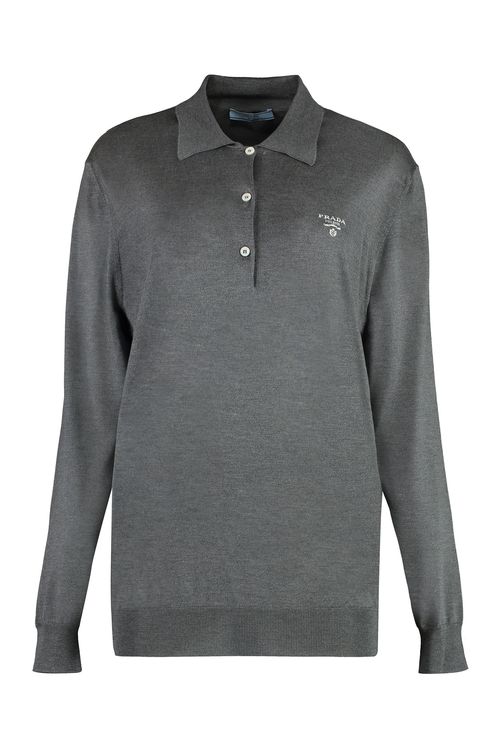 Long Sleeve Knit Polo Shirt
