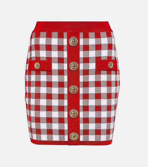 Gingham knit miniskirt