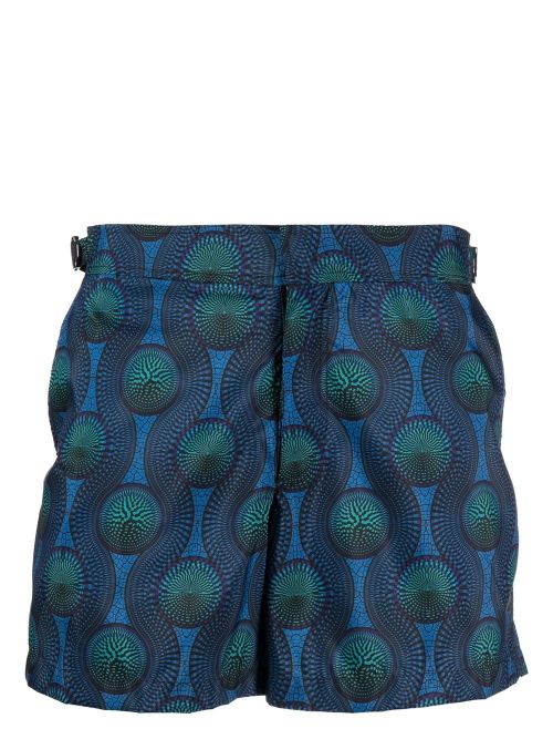 Mosaic-Print Swim Shorts — Blue
