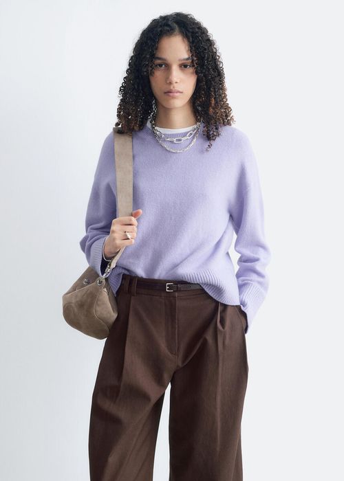 Relaxed Fit Knitted Sweater -Purple XS
