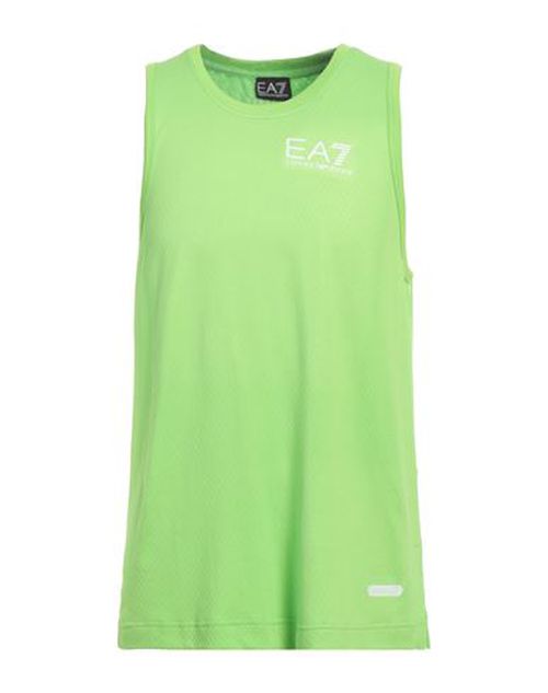 Ea7 Man Tank top Lime green Size M Polyester, Polyamide