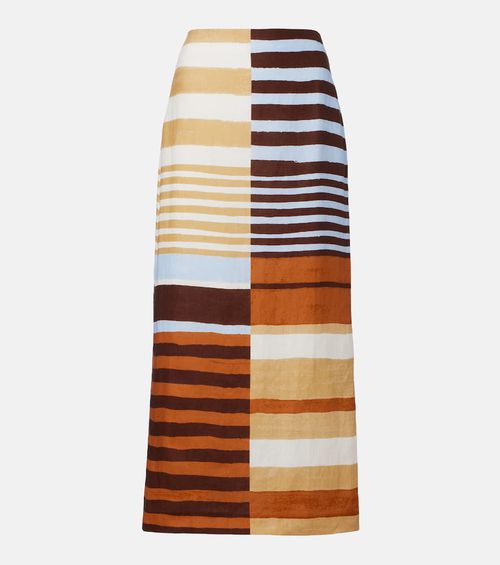 Bruna striped linen midi skirt