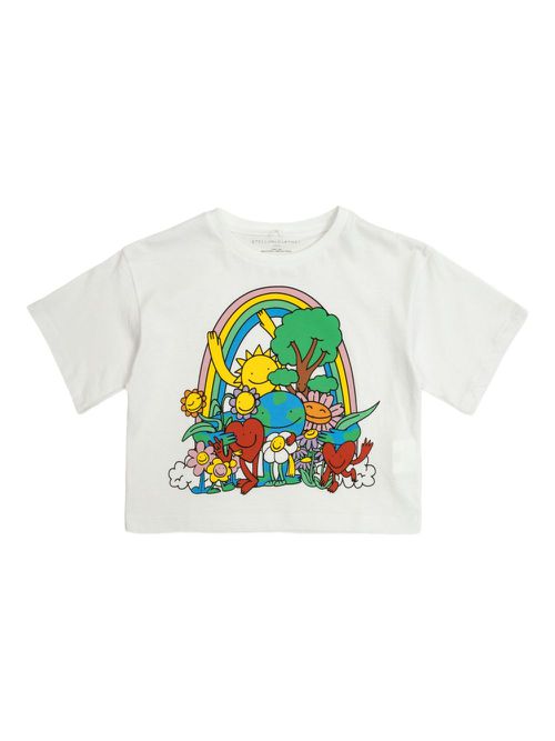 Graphic-print cropped T-shirt - White