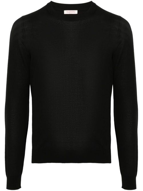 Fine-knit cashmere-silk jumper - Black