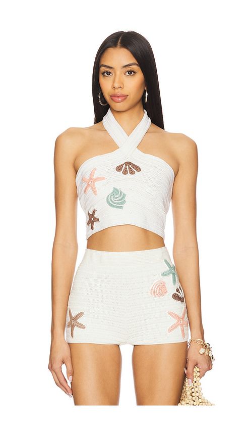My Beachy Side X Revolve Crochet Top in Ivory. -  S also in