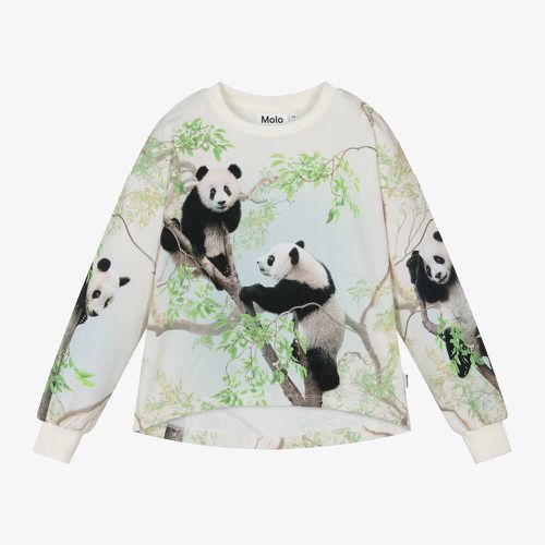 Girls Ivory Organic Cotton Pandas Top