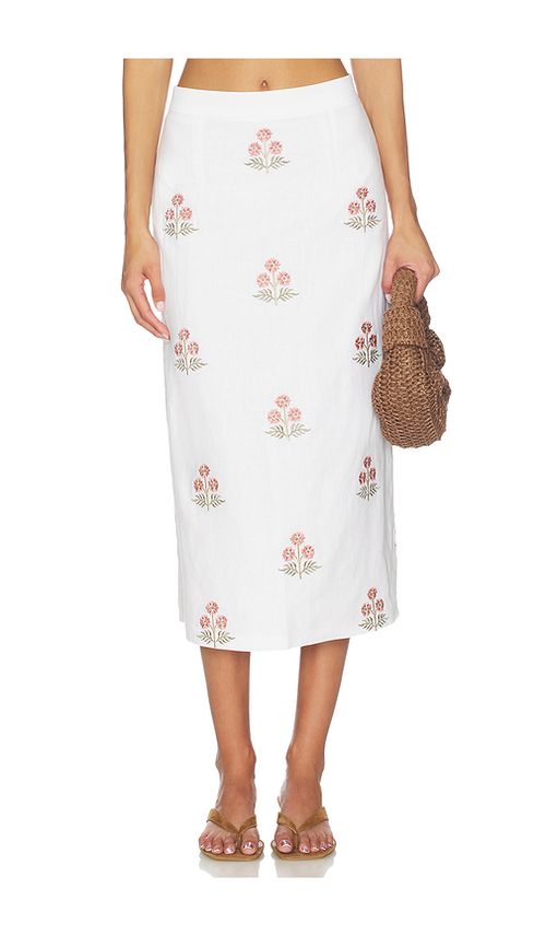 Rosewater House Yalda Skirt in Off White & Pink. M also in