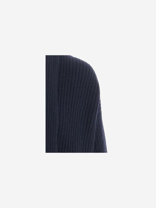 Cashmere Ribbed Knit Cardigan — Navy
