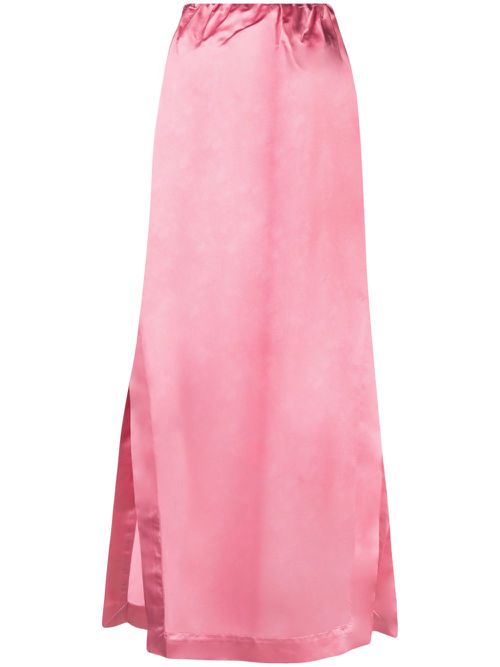 Crinkled silk maxi skirt - Pink