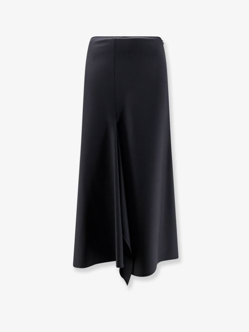 Wool Blend Flared Skirt — Black