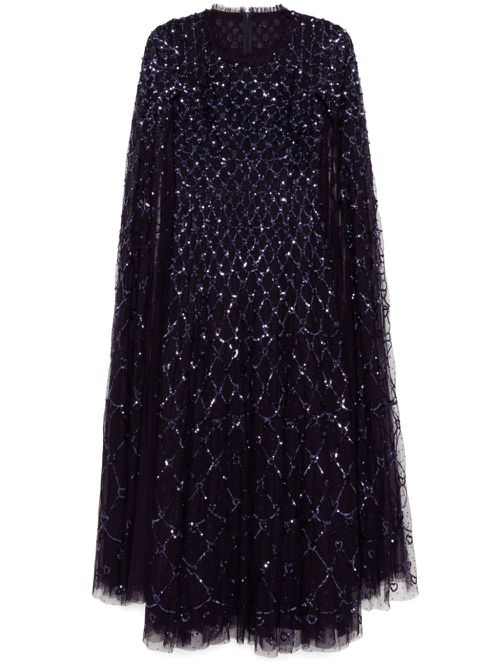 Heart lattice ankle gown - Purple
