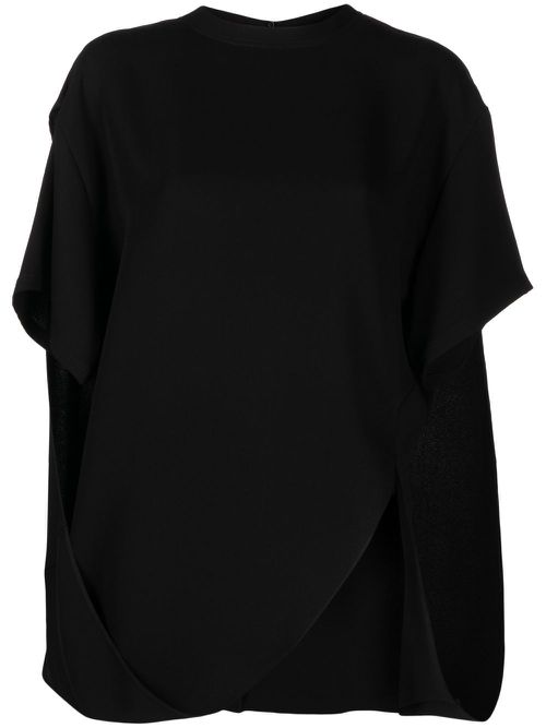 Valentino Garavani drape-detail asymmetric T-shirt - Black