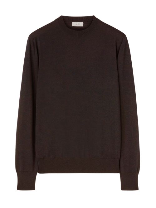 Wool, Silk and Cashmere Crewneck Sweater — Brown