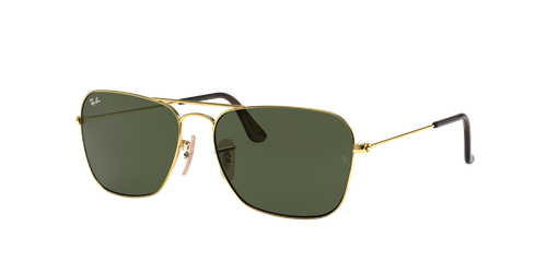 Ray-Ban Unisex Sunglass RB3136 Caravan -  Frame color: Arista Gold, Lens color: G-15 Green