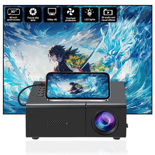 TEMU New Theater Hd Projector, Remote Control, Support Smartphone Screen , Compatible With Smartphone/usb Interface, For Indoor, Office Use