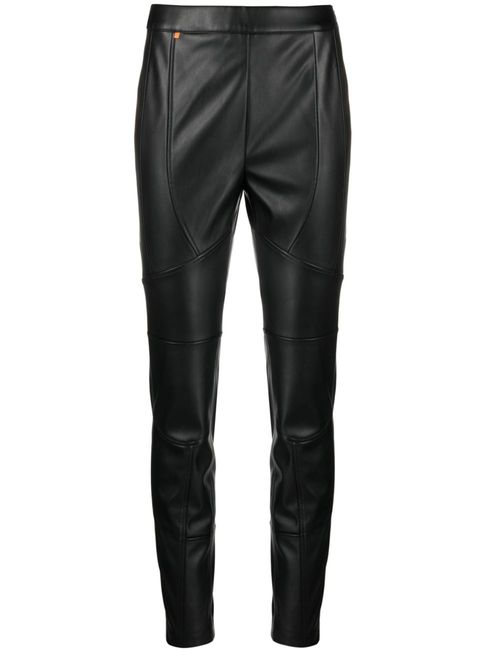 Faux-leather tapered trousers - Black