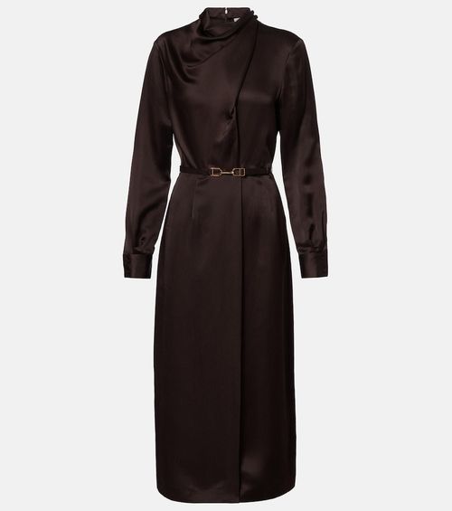 Josef belted silk midi dress