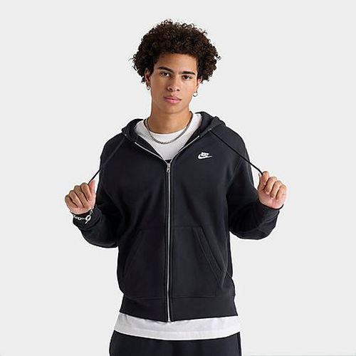 Men's Club Fleece Embroidered Premium Full-Zip Hoodie in Black/White