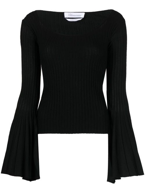 Wide-sleeve knitted top - Black