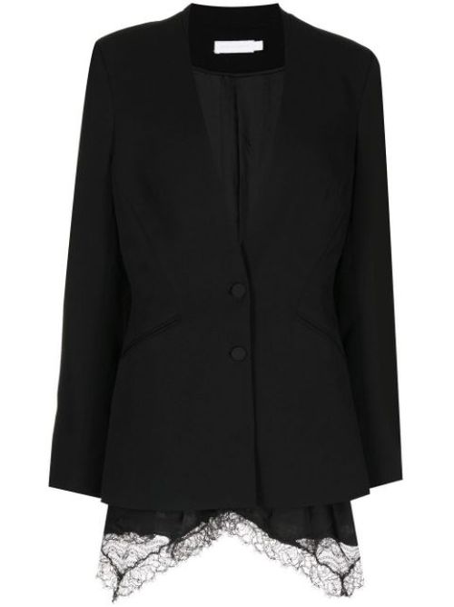 Collarless single-breasted jacket
