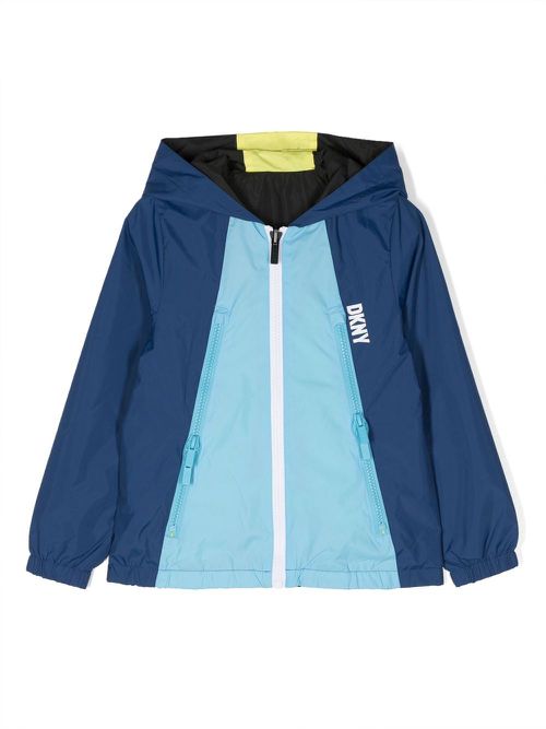 Logo-print reversible windbreaker - Blue