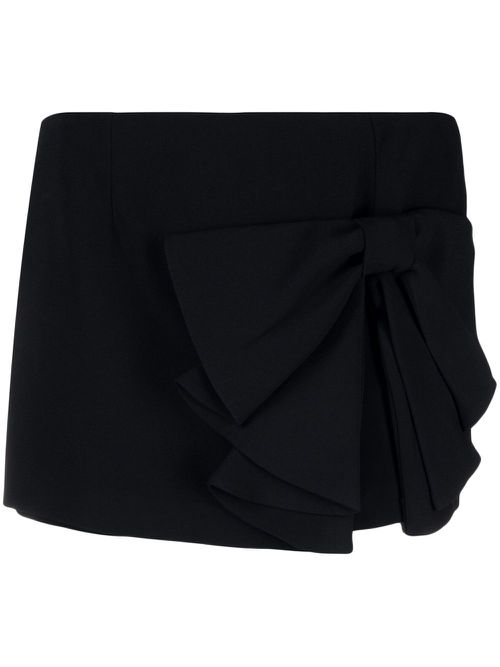 Bow-embellished mini skort - Black