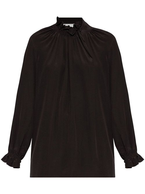 Draped silk blouse - Brown