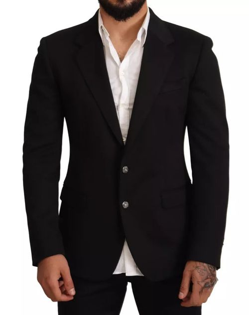 Black Cotton Slim Fit Coat Jacket Blazer - IT50 | L