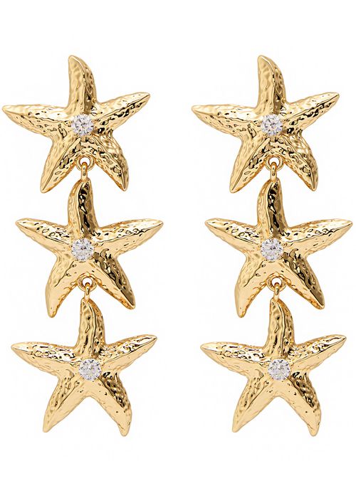 Self-portrait Mottled Gold Sea Star Gold-plated Drop Earrings