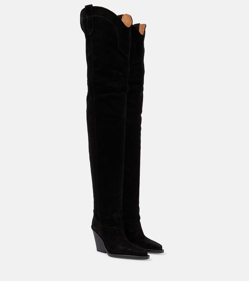 Suede over-the-knee cowboy boots