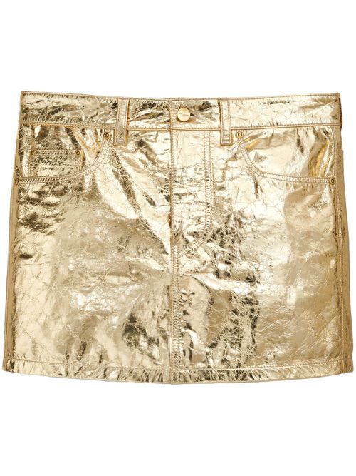 Mid-rise metallic mini skirt - Gold