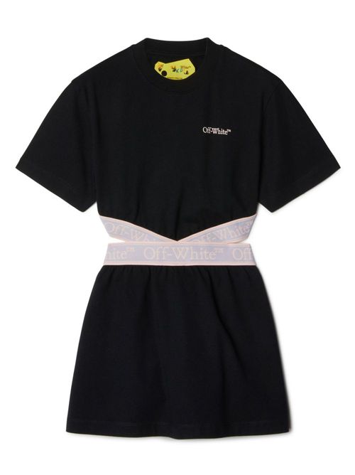 Bookish logo-waistband cotton dress - Black