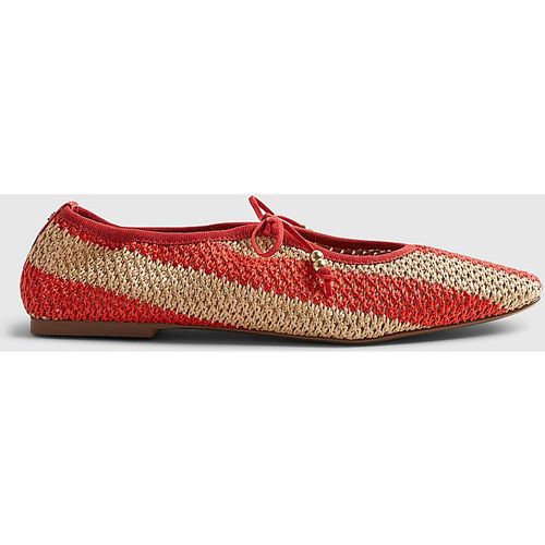 River Island Womens Mary Janes Red Raffia Fabric Striped Round Toe Textile