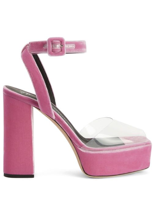 120mm transparent platform sandals - Pink