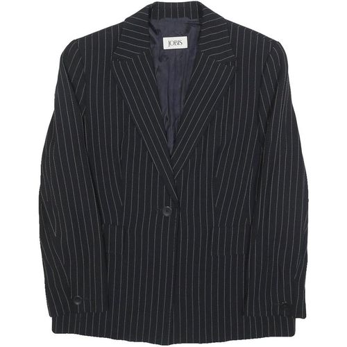 JOBIS Womens Black Pinstripe Button Jacket M Woven Classic Tailored