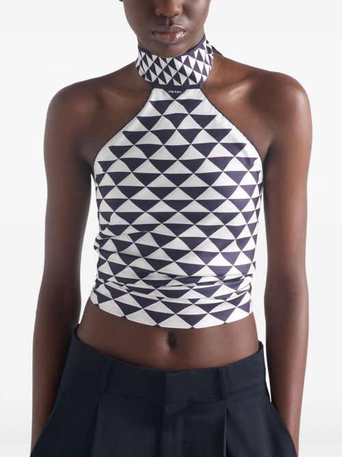 Printed silk top - Blue